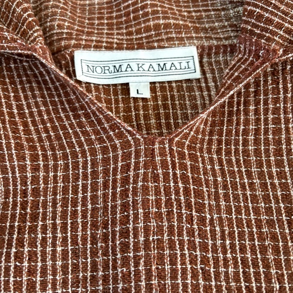 Norma Kamali Top - 80s vintage brown woven gauzy w/ attached scarf - Picture 2 of 5